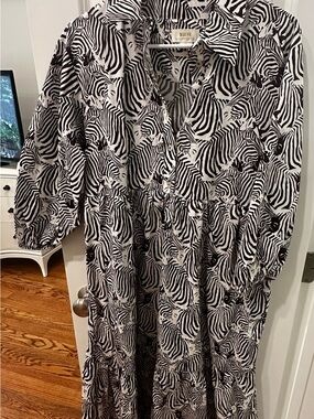 Mauve Black and White Zebra-Print Maxi Dress